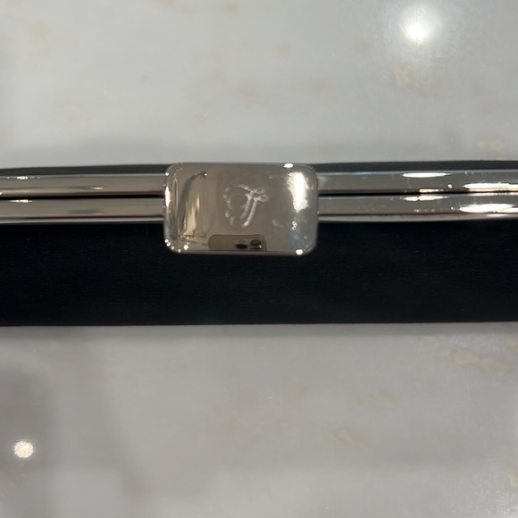 tallula Tate 3 in 1 black satin clutch with 2 addl interchangeable covers. 10x6. - Picture 8 of 11